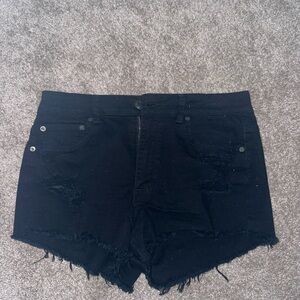 American Eagle Outfitters Black Jean Shorts Distressed Cut-Off